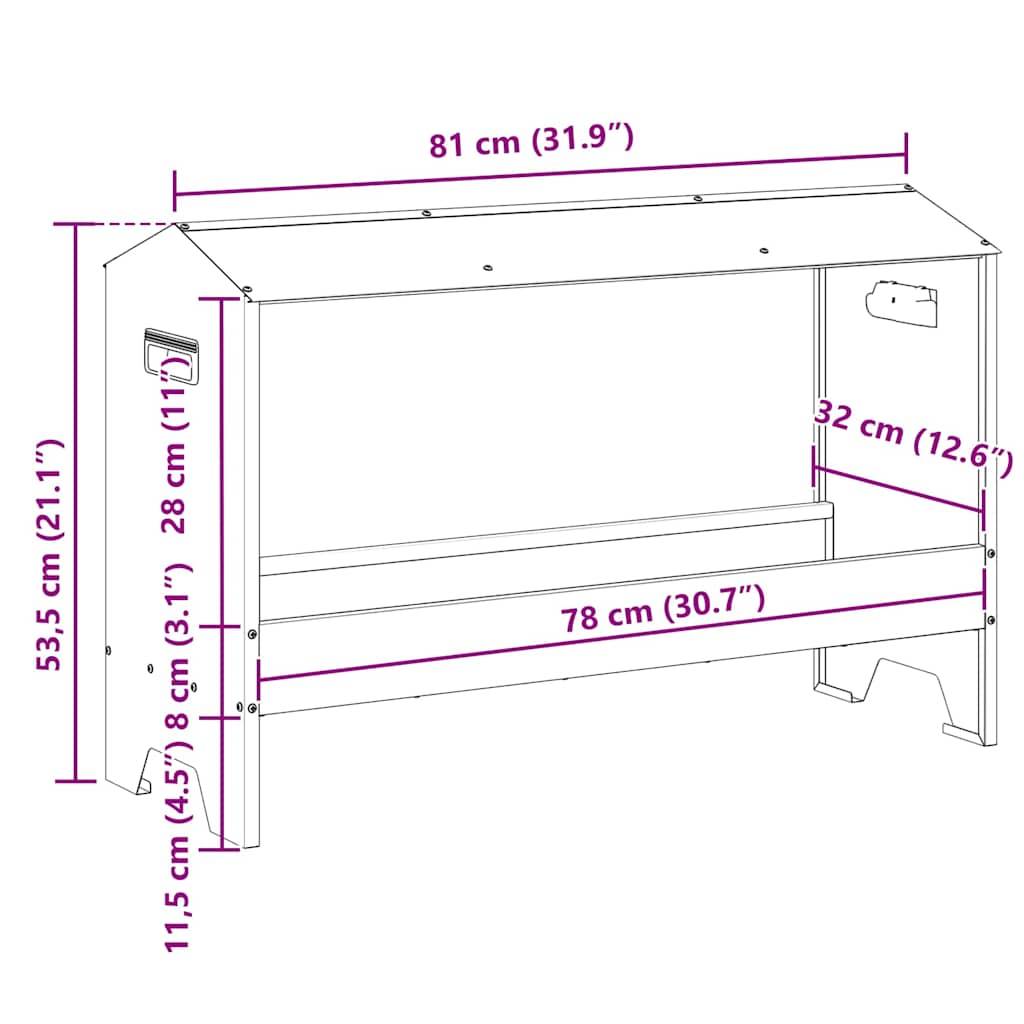 Vidaxl - Bac de nourrissage pour poules Noir 81 x 32 x 53,5 cm vidaXL 874618 - Image 3