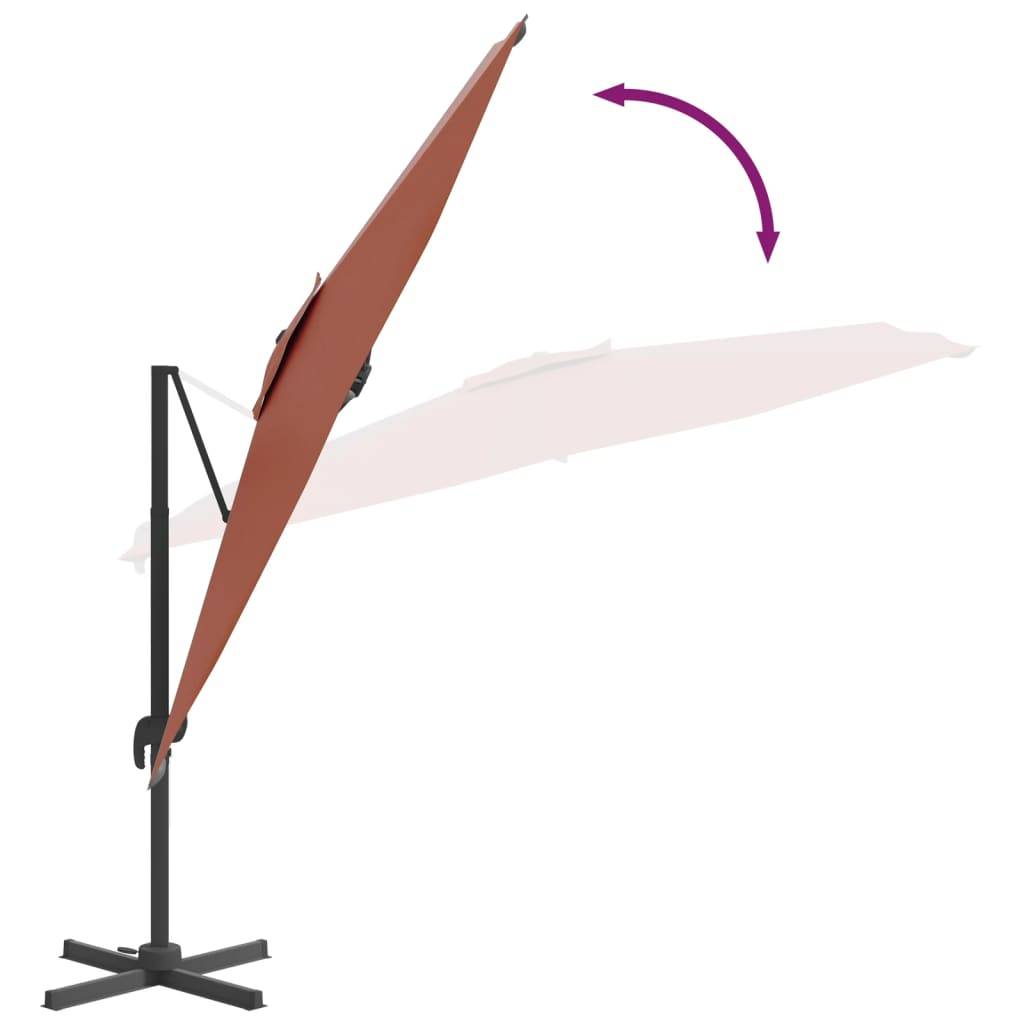 Helloshop26 - Parasol meuble de jardin déporté avec mât en aluminium 300 x 300 cm orange - Imagen 6