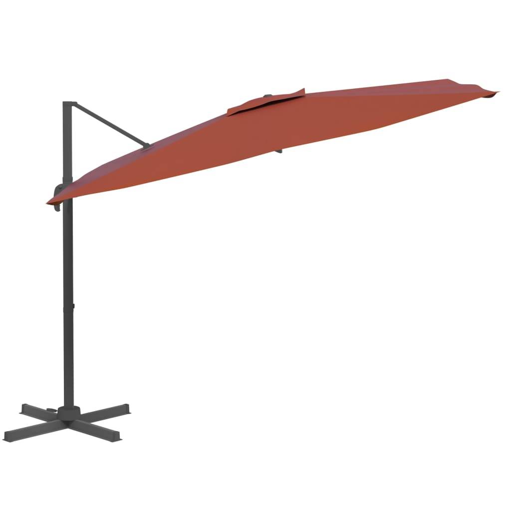 Helloshop26 - Parasol meuble de jardin déporté avec mât en aluminium 300 x 300 cm orange - Imagen 2