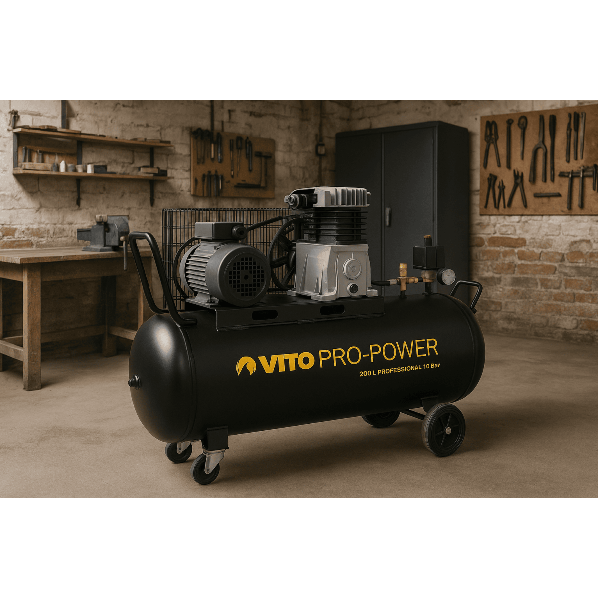 Compresseur d'air à Courroie 200 Litres 4CV 3KW Pression 10 Bar 230V VITO - Imagen 8