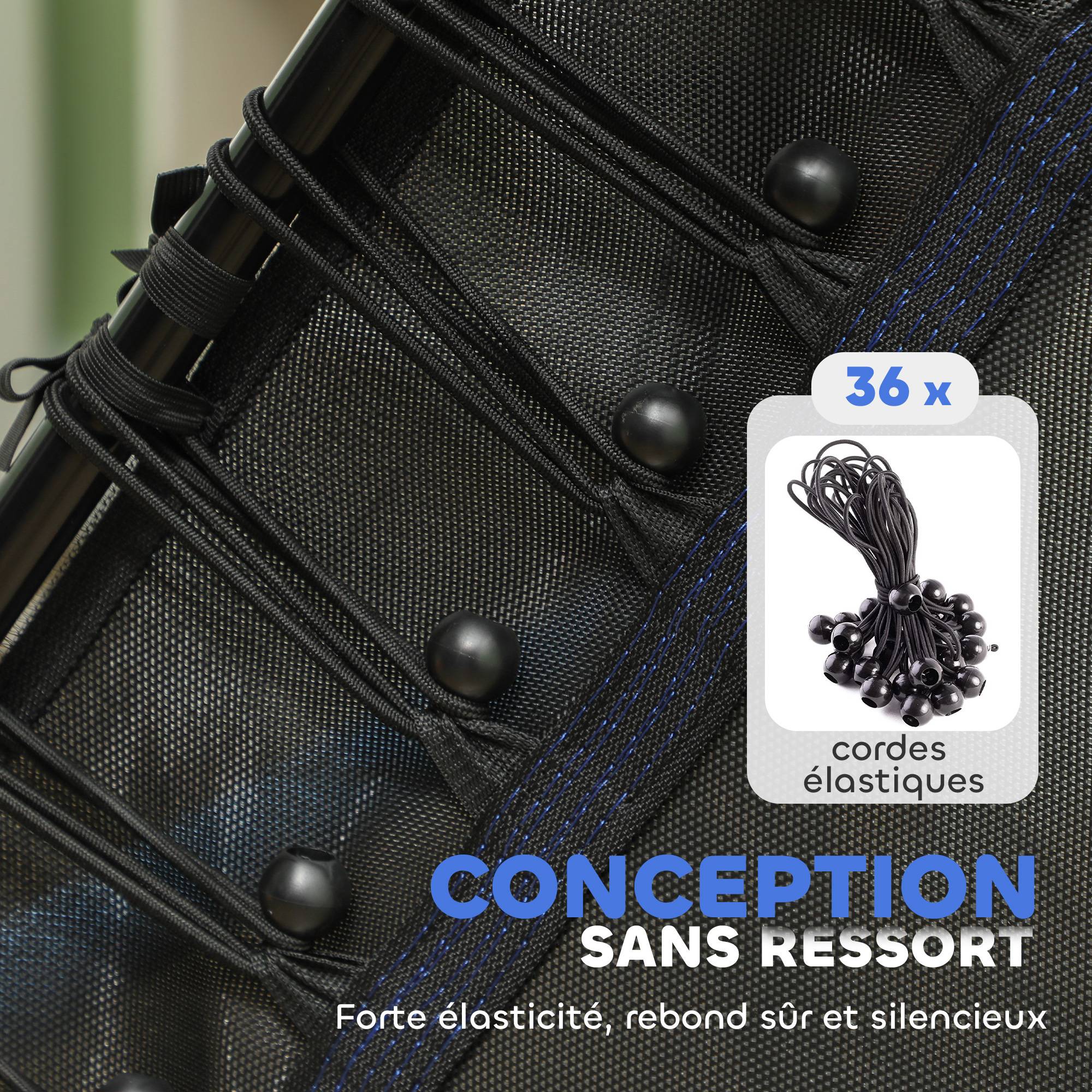 Trampoline pour enfant Ø 1,63 x 1,9 m filet de sécurité porte zippée 6 poteaux rembourrés inclus bleu noir - Image 7
