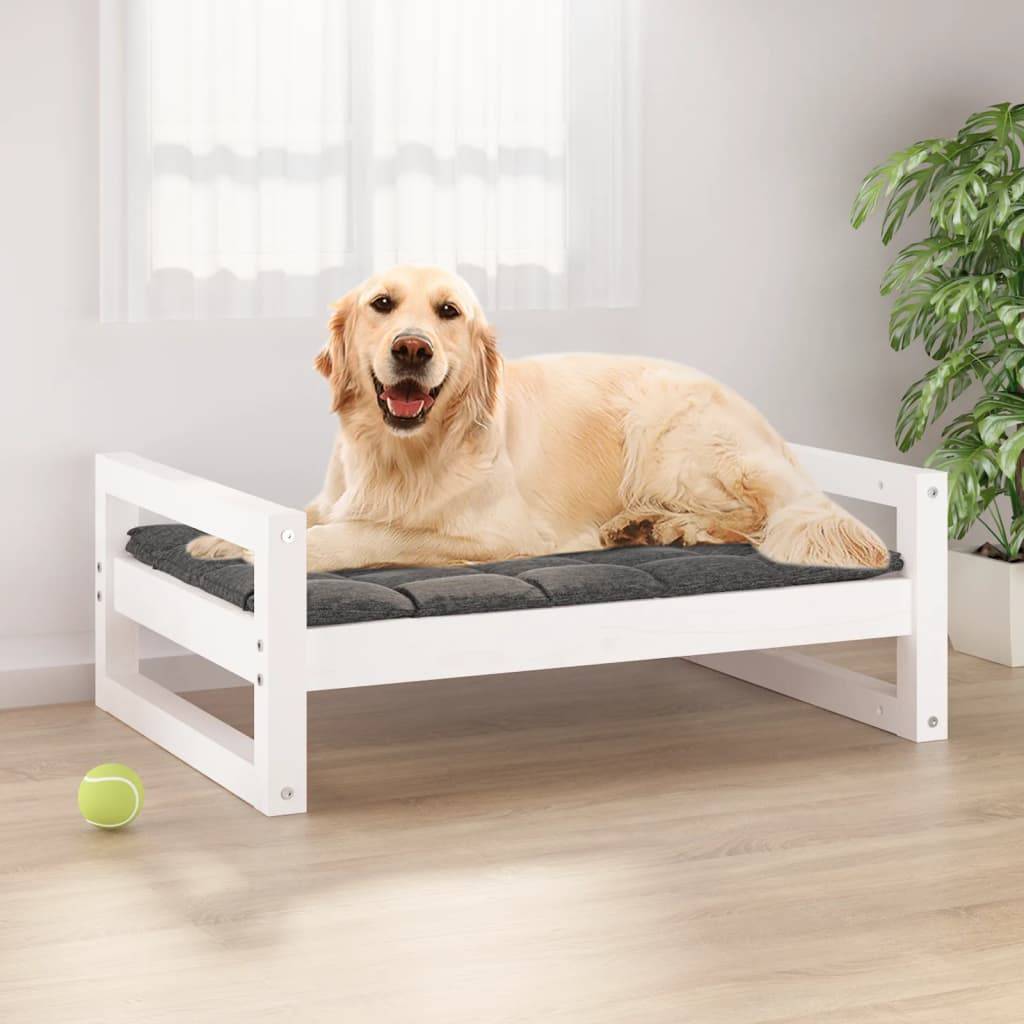 Vidaxl - Lit pour chien Blanc 75,5x55,5x28 cm Bois de pin solide vidaXL 821478 - Imagen 1