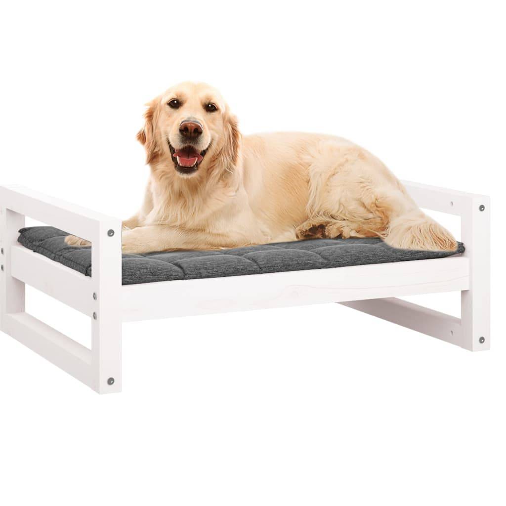 Vidaxl - Lit pour chien Blanc 75,5x55,5x28 cm Bois de pin solide vidaXL 821478 - Imagen 5