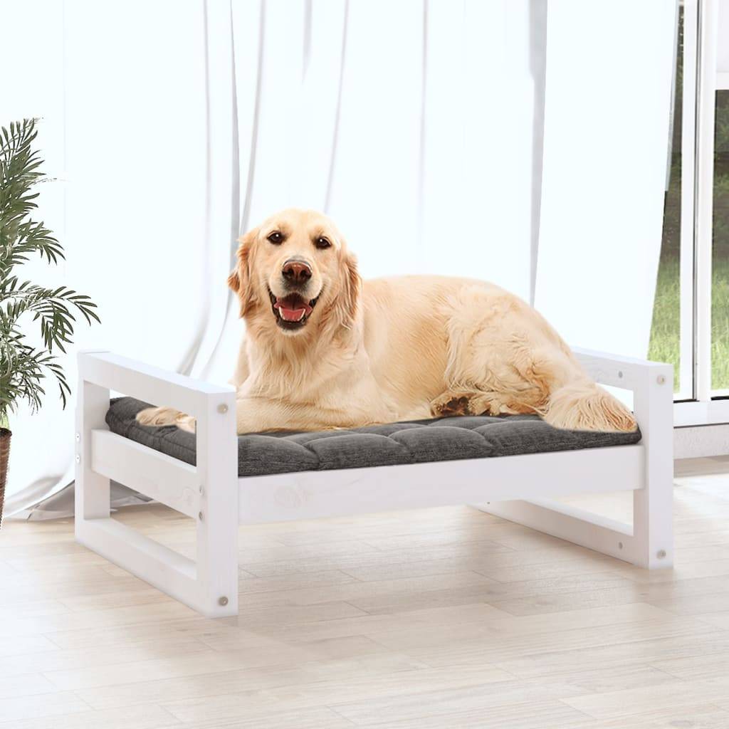 Vidaxl - Lit pour chien Blanc 75,5x55,5x28 cm Bois de pin solide vidaXL 821478 - Imagen 4