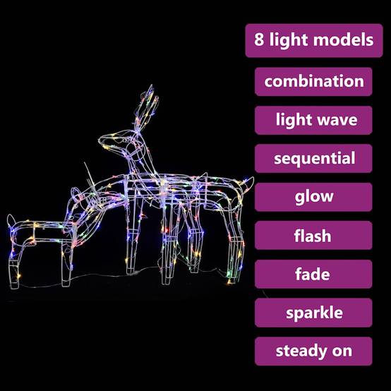 Famille 3 Rennes Lumineux LED 8 Modes Noël Jardin Multicolore – ComfortXL Outdoor Living - Image 4