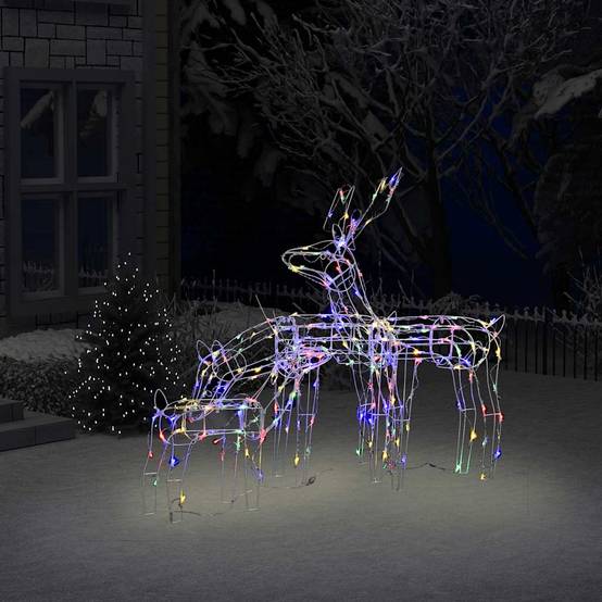 Famille 3 Rennes Lumineux LED 8 Modes Noël Jardin Multicolore – ComfortXL Outdoor Living - Image 1