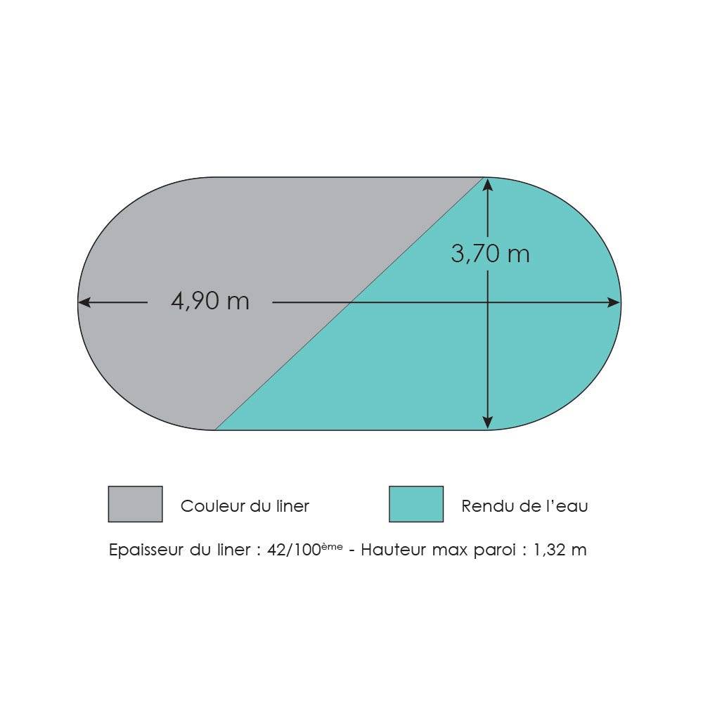 Liner gris pour piscine métal intérieur 4,90 x 3,70 x 1,32 m - Image 3