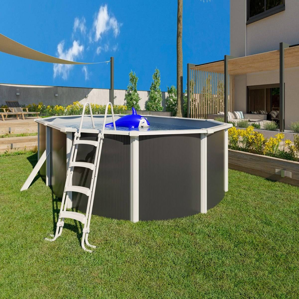 Liner gris pour piscine métal intérieur 4,90 x 3,70 x 1,32 m - Image 4