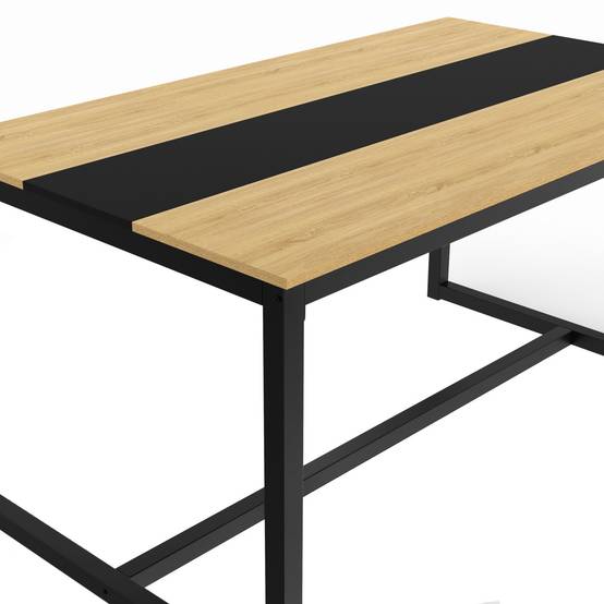 Table à manger rectangle DOVER 8 personnes bande centrale noire design industriel 150 cm - Image 5