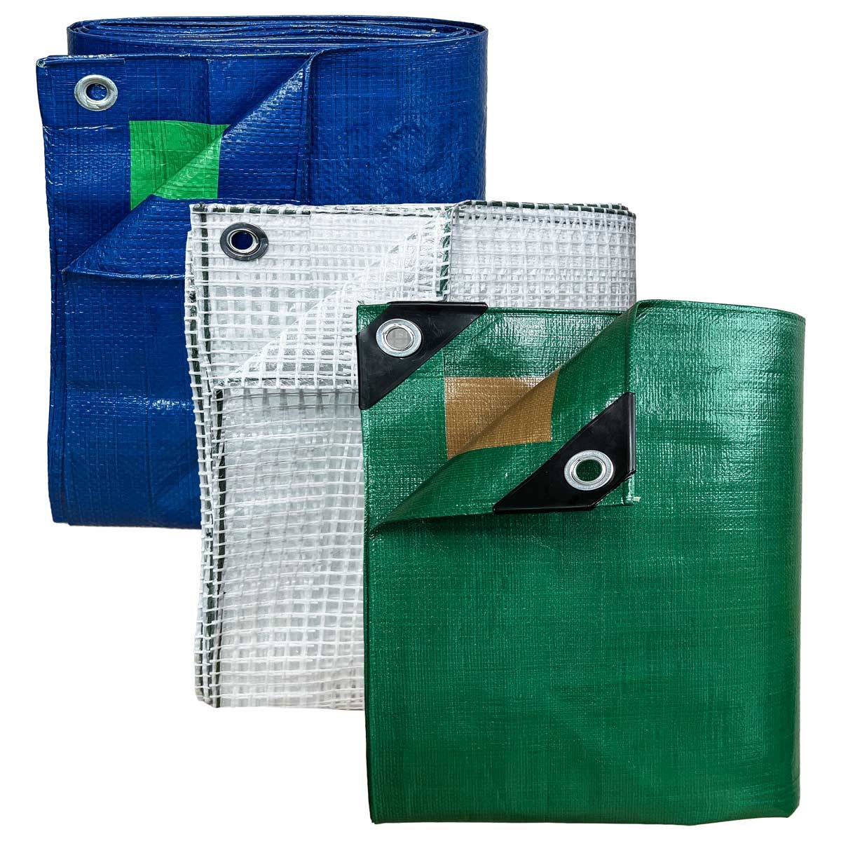 Pack Jardin L'ESSENTIEL - 3 Bâches imperméables - 1,5x6m (x1) HQ250JD / 3x4m (x1) TR170JD / 2x3m (x1) SR150JD - PT1JD TECPLAST - Image 1