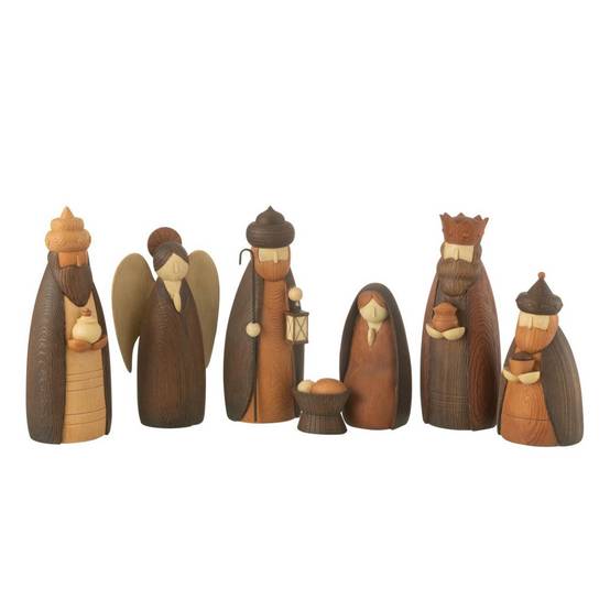 Crèche de Noël en Résine "7 Santons" 22cm Marron - Image 1