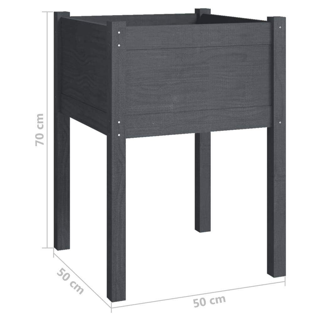Maison Chic - Lot de 2 Jardinières, Bac à fleurs, Pot de fleurs Gris 50x50x70 cm Bois de pin massif - Imagen 8