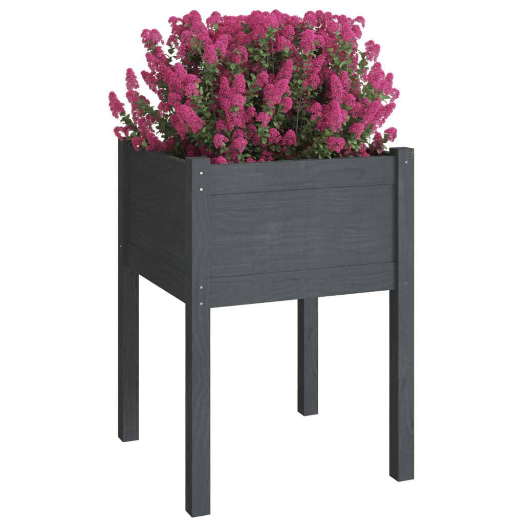 Maison Chic - Lot de 2 Jardinières, Bac à fleurs, Pot de fleurs Gris 50x50x70 cm Bois de pin massif - Imagen 3