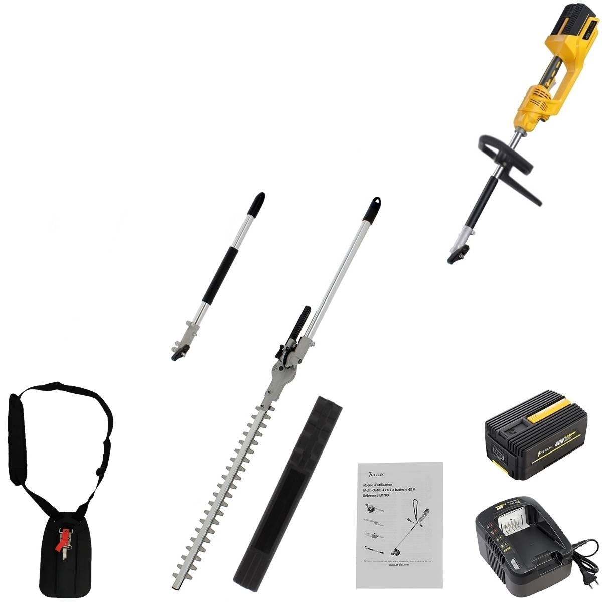 Gt Elec - Taille-haies sur perche sans fil à batterie, 40 V, GT ELEC + batterie 2 Ah + chargeur - GT ELEC - Image 4