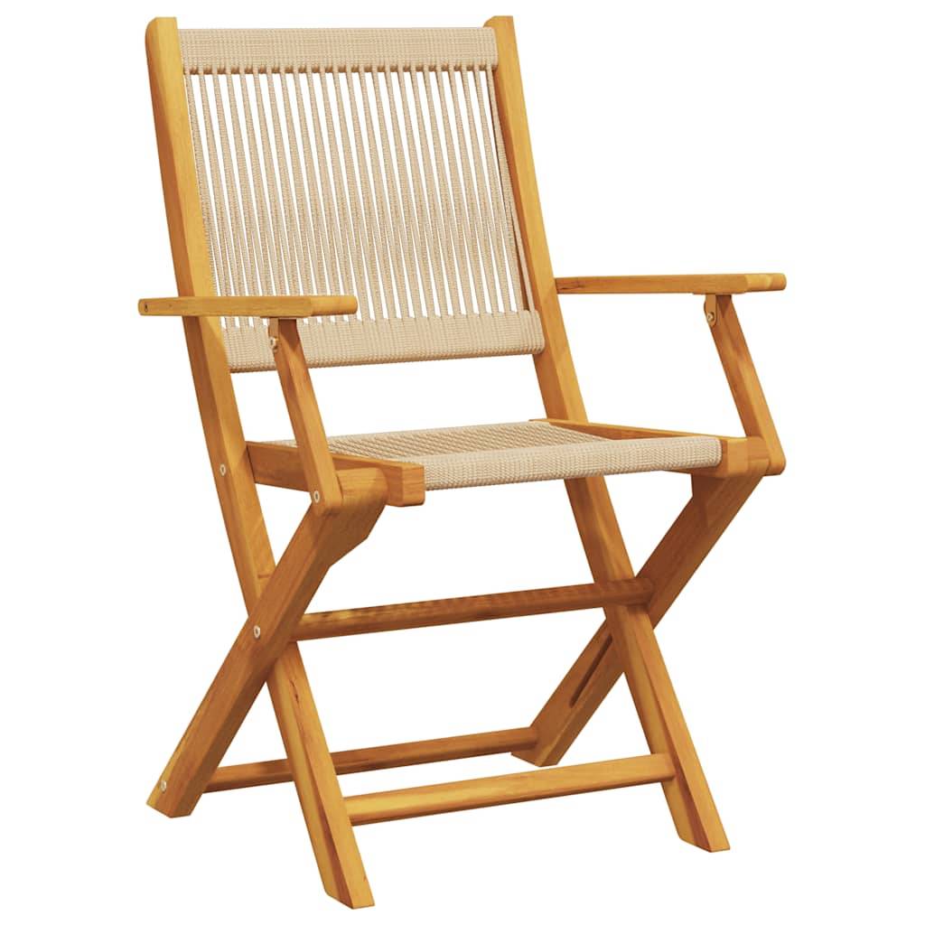 Vidaxl - Ensemble de bistro 3 pcs-Salons de jardin beige polypropylène et bois massif 246535 - Image 5