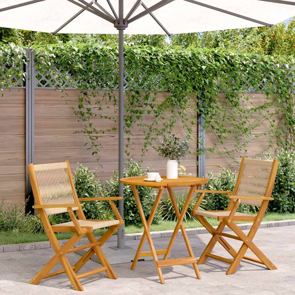 Vidaxl - Ensemble de bistro 3 pcs-Salons de jardin beige polypropylène et bois massif 246535 - Image 1
