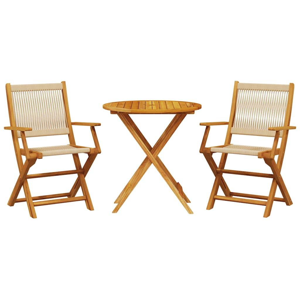 Vidaxl - Ensemble de bistro 3 pcs-Salons de jardin beige polypropylène et bois massif 246535 - Image 2