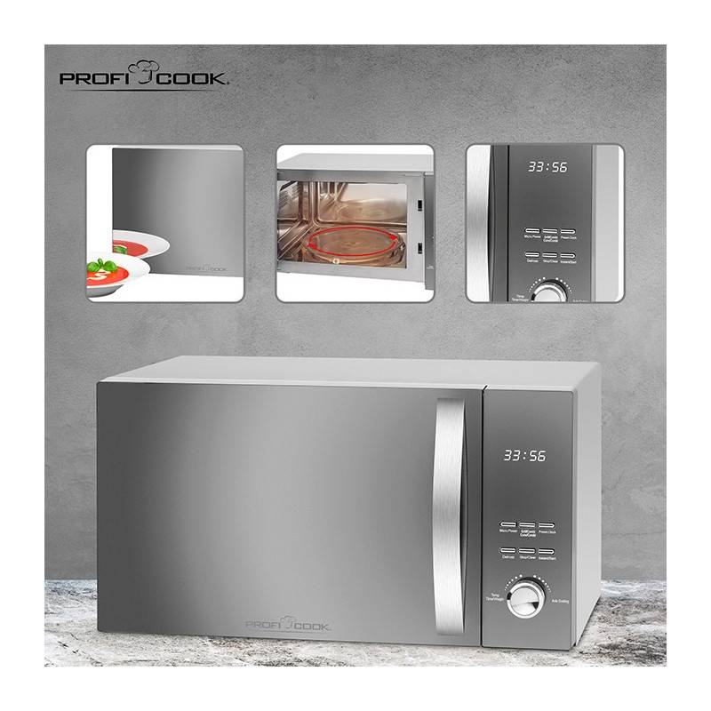 Micro-ondes avec gril et convection 3en1 23L 2300W  PC-MWG 1176H Silver Proficook - Image 5