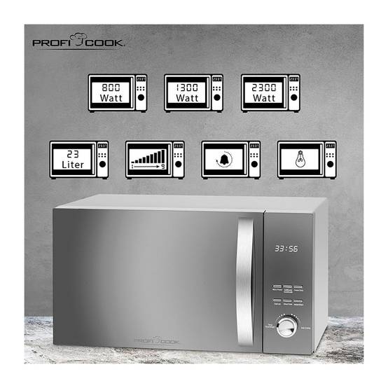 Micro-ondes avec gril et convection 3en1 23L 2300W PC-MWG 1176H Silver Proficook - Image 4