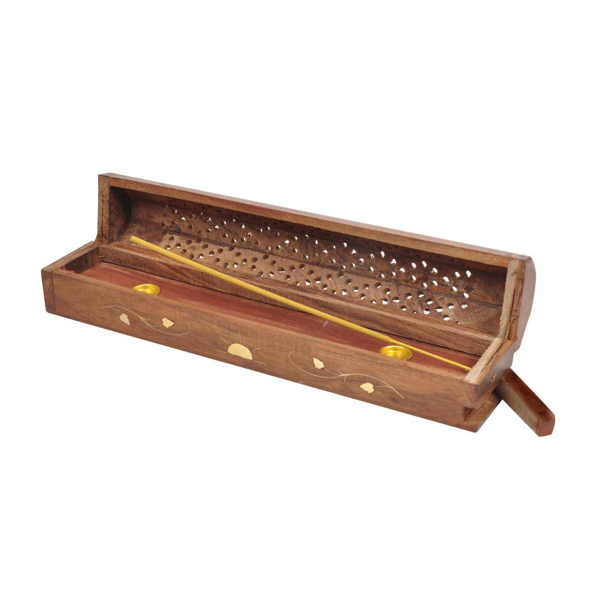 Porte Encens en Bois "Bâtons & Cônes" 30cm Marron - Image 1