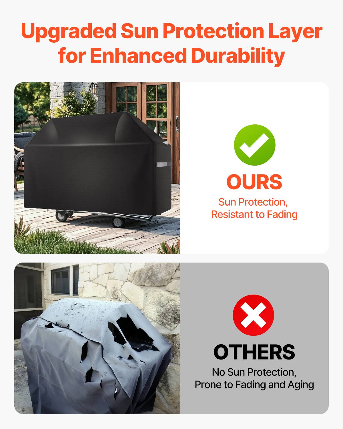 VEVOR Housse barbecue 1700mm, polyester 600D, imperméable, sangles, noir. - Image 6