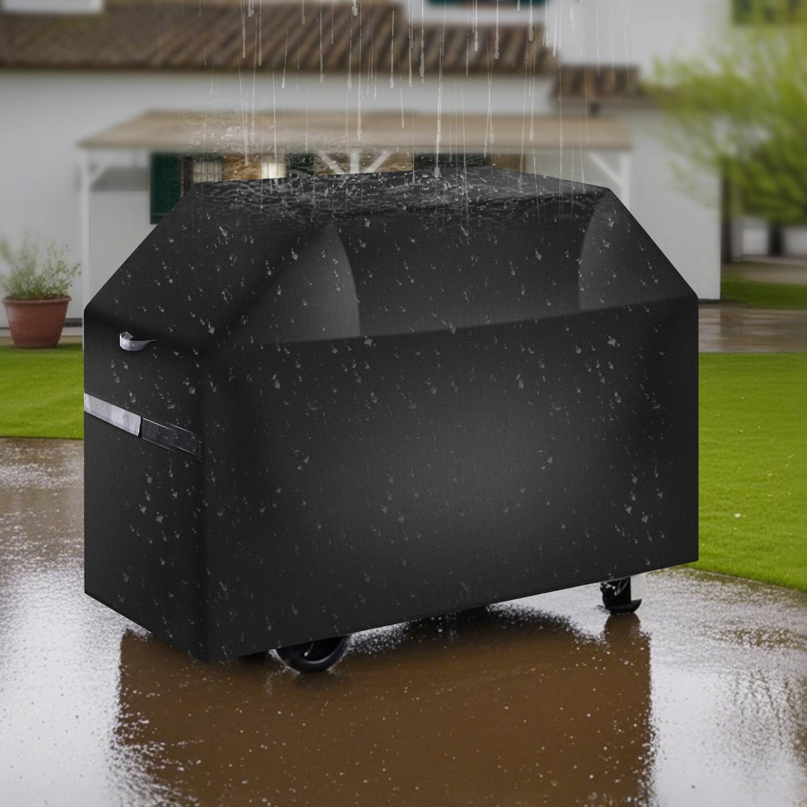 VEVOR Housse barbecue 1700mm, polyester 600D, imperméable, sangles, noir. - Image 8