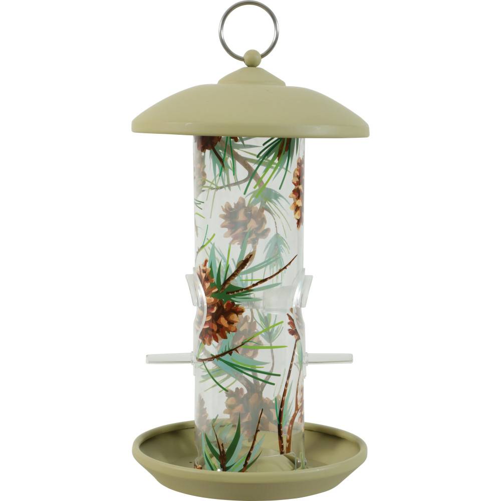Zolux - Comedero silo de plástico con 2 perchas decorado verde para pájaros - Imagen 2