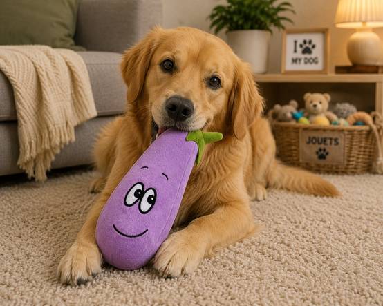 Jeu en peluche aubergine pour chien 25cm - Image 2