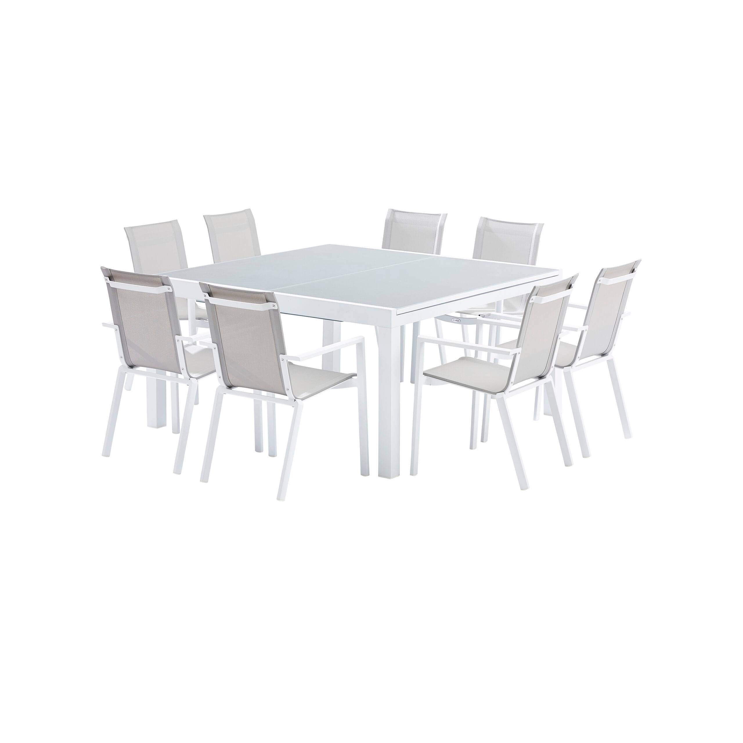 Wilsa Garden - Ensemble de jardin en aluminium blanc extensible 8/12 P WHITESTAR avec 8 fauteuils - Imagen 2