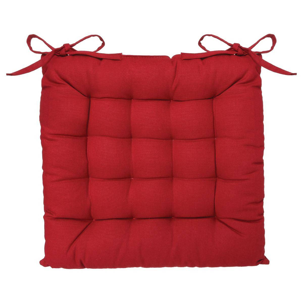 Lot de 2 Galettes de chaise en Coton Rouge 38 x 38 cm - Imagen 3