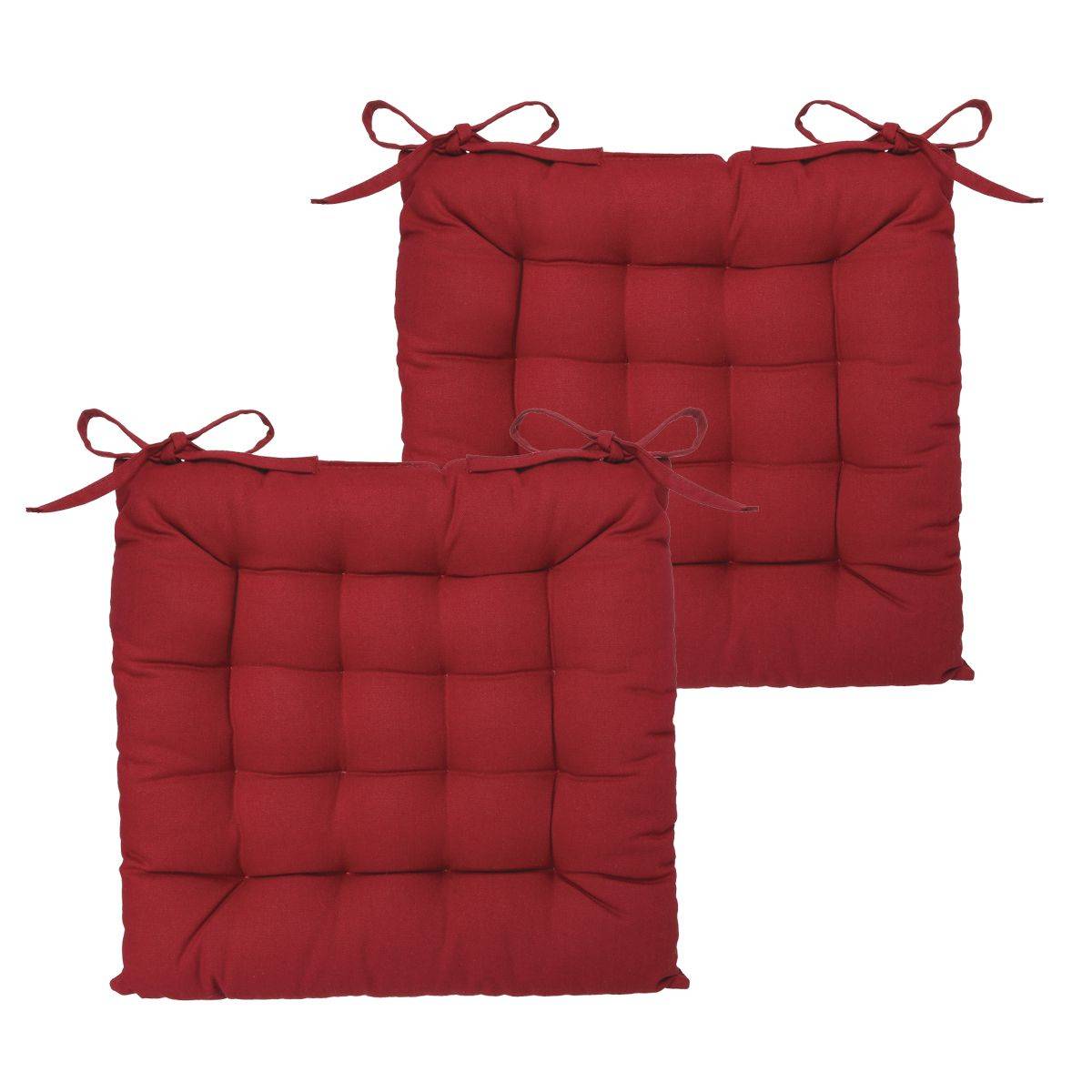 Lot de 2 Galettes de chaise en Coton Rouge 38 x 38 cm - Imagen 1