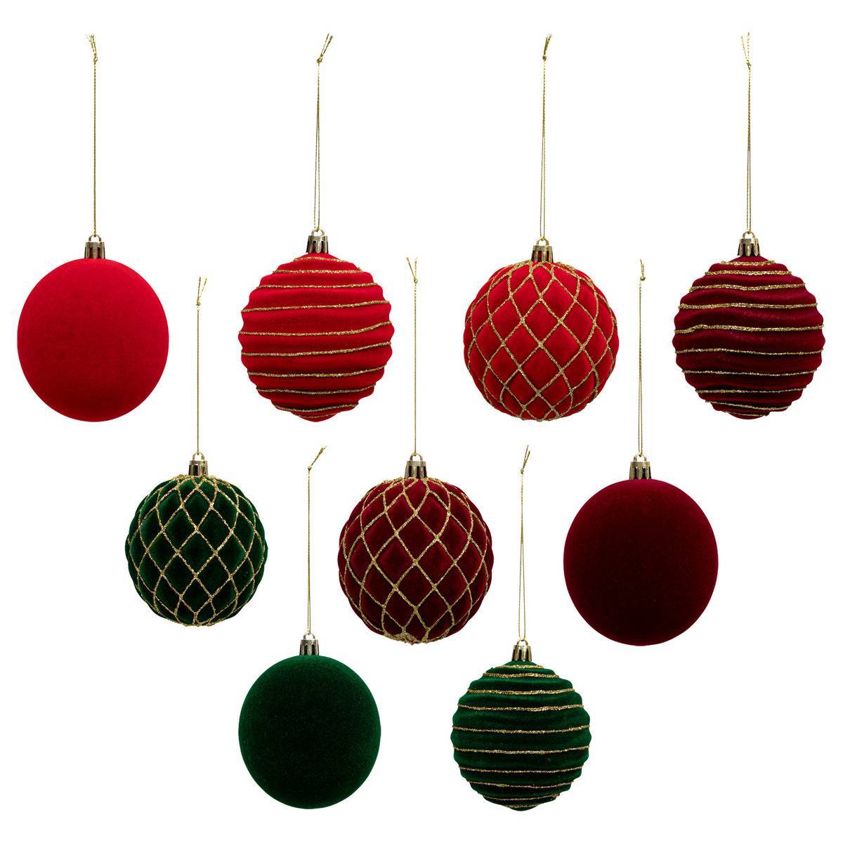 Fééric Lights & Christmas - Boule de Noël pailletté rouge x9 80mm - Atmosphera Créateur d'intérieur - Imagen 1