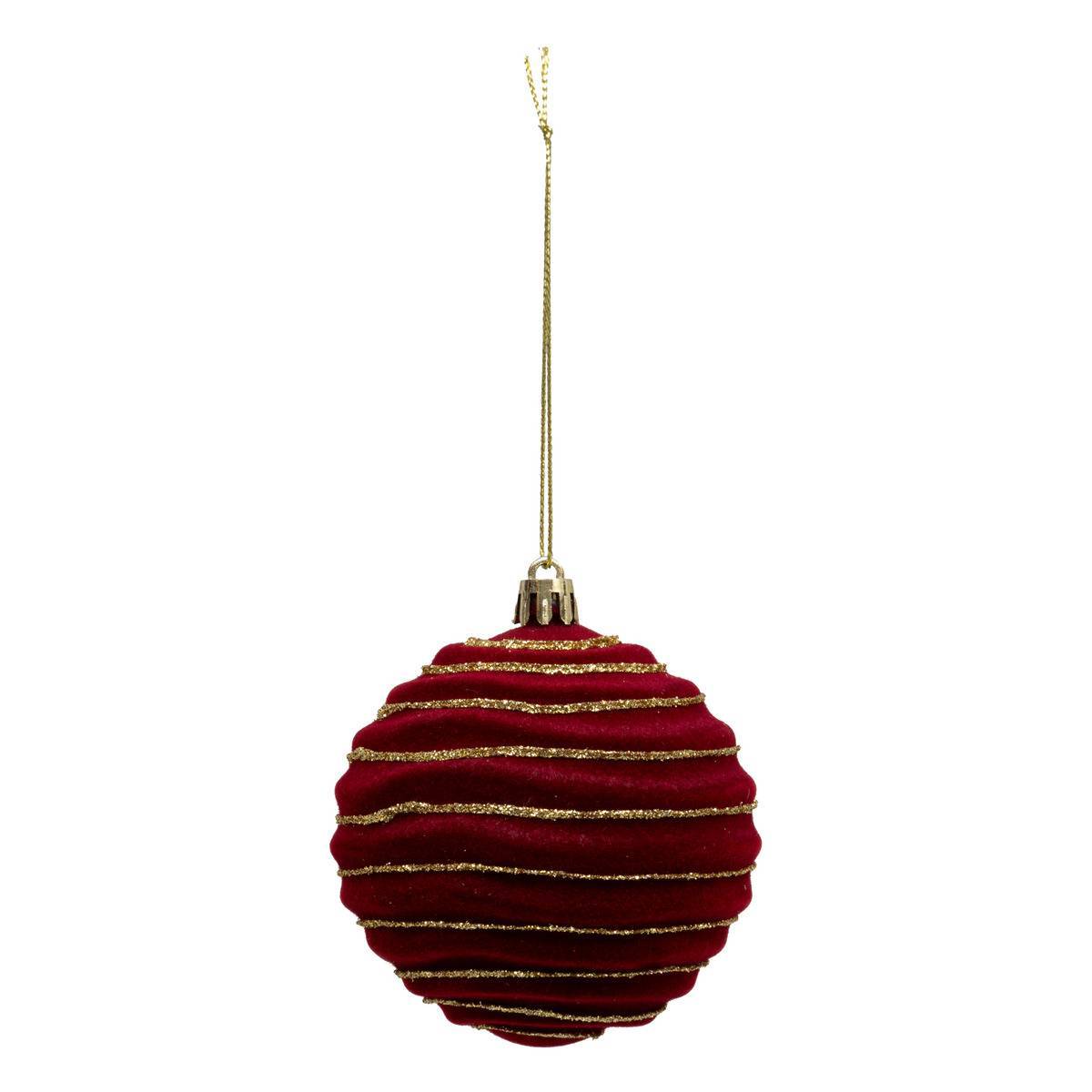 Fééric Lights & Christmas - Boule de Noël pailletté rouge x9 80mm - Atmosphera Créateur d'intérieur - Imagen 2