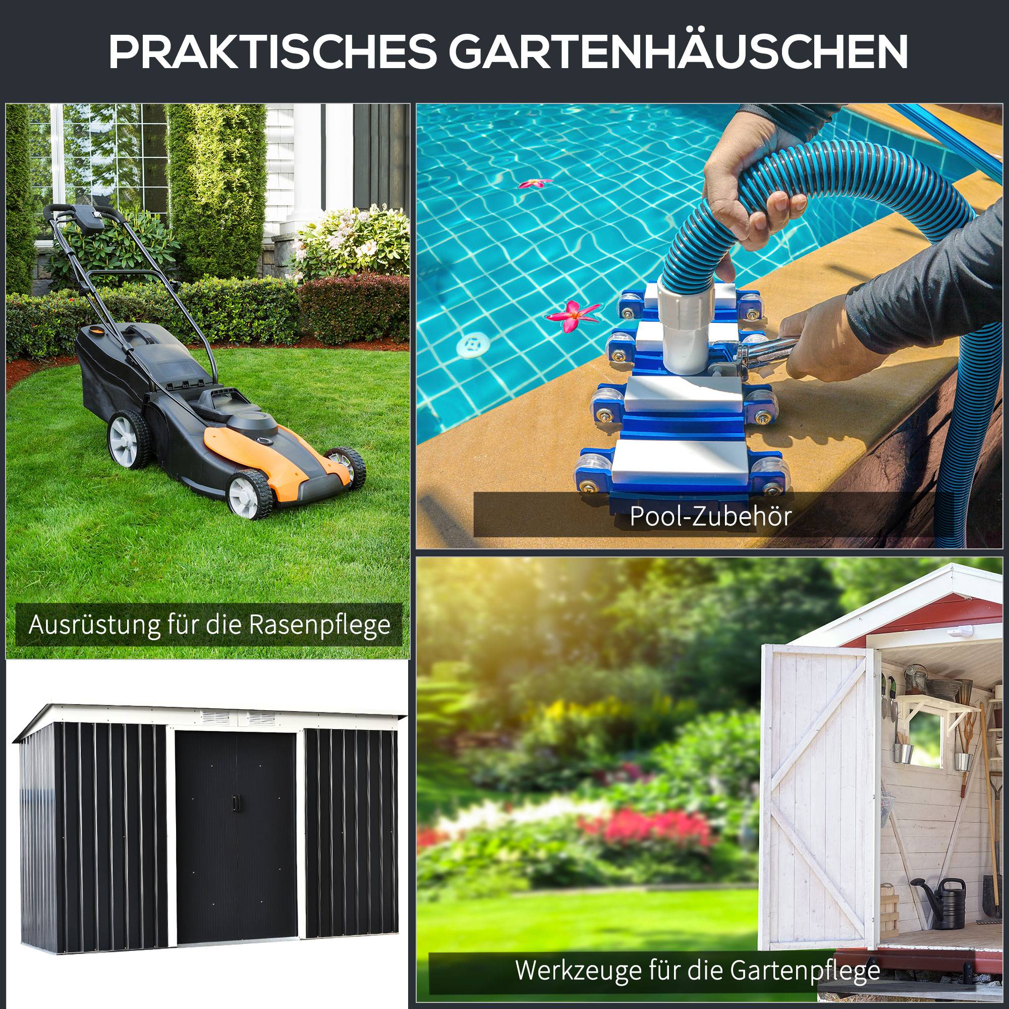 ComfortXL - Abri de jardin acier galvanisé extérieur rangement outils 280x130x172cm gris foncé - ComfortXL Outdoor Living - Image 6
