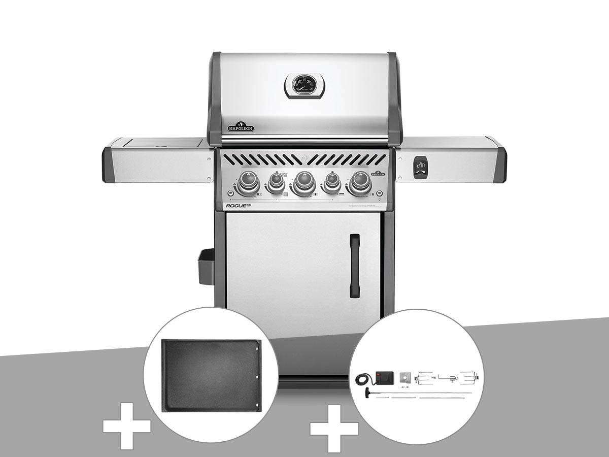 Napoleon - Barbecue à gaz Rogue SE 425 inox 3 brûleurs + Plancha + Rôtissoire - Napoleon