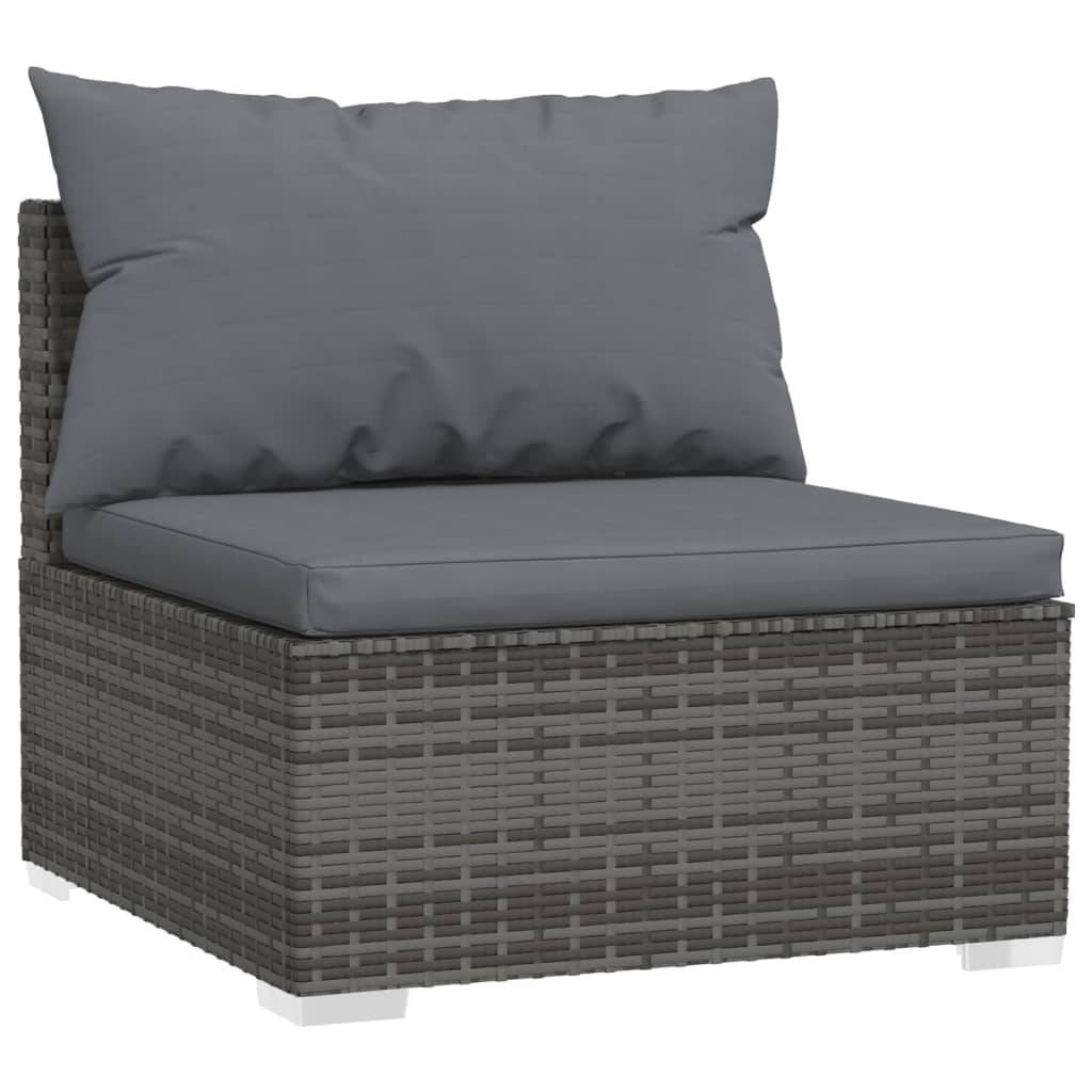 Helloshop26 - Salon de jardin meuble d'extérieur ensemble de mobilier 5 pièces avec coussins résine tressée gris - Imagen 2