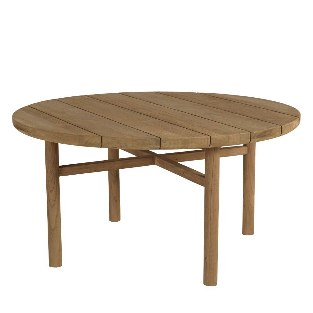 Macabane - KALLY - Table basse de jardin ronde en bois de teck recyclé naturel D80cm - Image 1