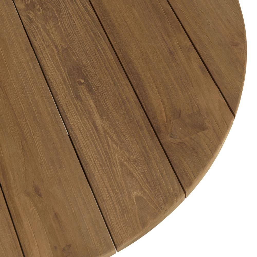 Macabane - KALLY - Table basse de jardin ronde en bois de teck recyclé naturel D80cm - Image 5