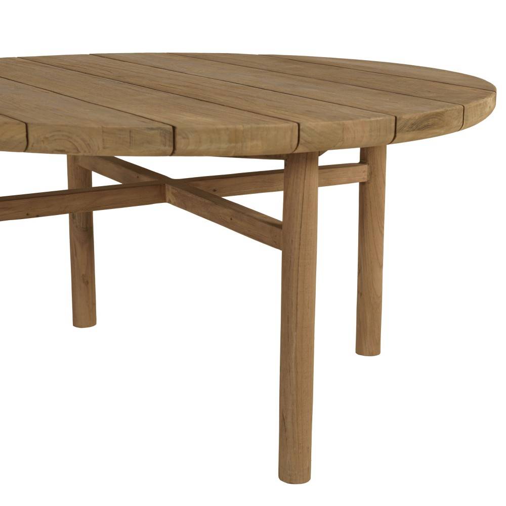 Macabane - KALLY - Table basse de jardin ronde en bois de teck recyclé naturel D80cm - Image 3