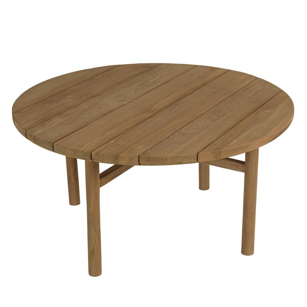 Macabane - KALLY - Table basse de jardin ronde en bois de teck recyclé naturel D80cm - Image 4