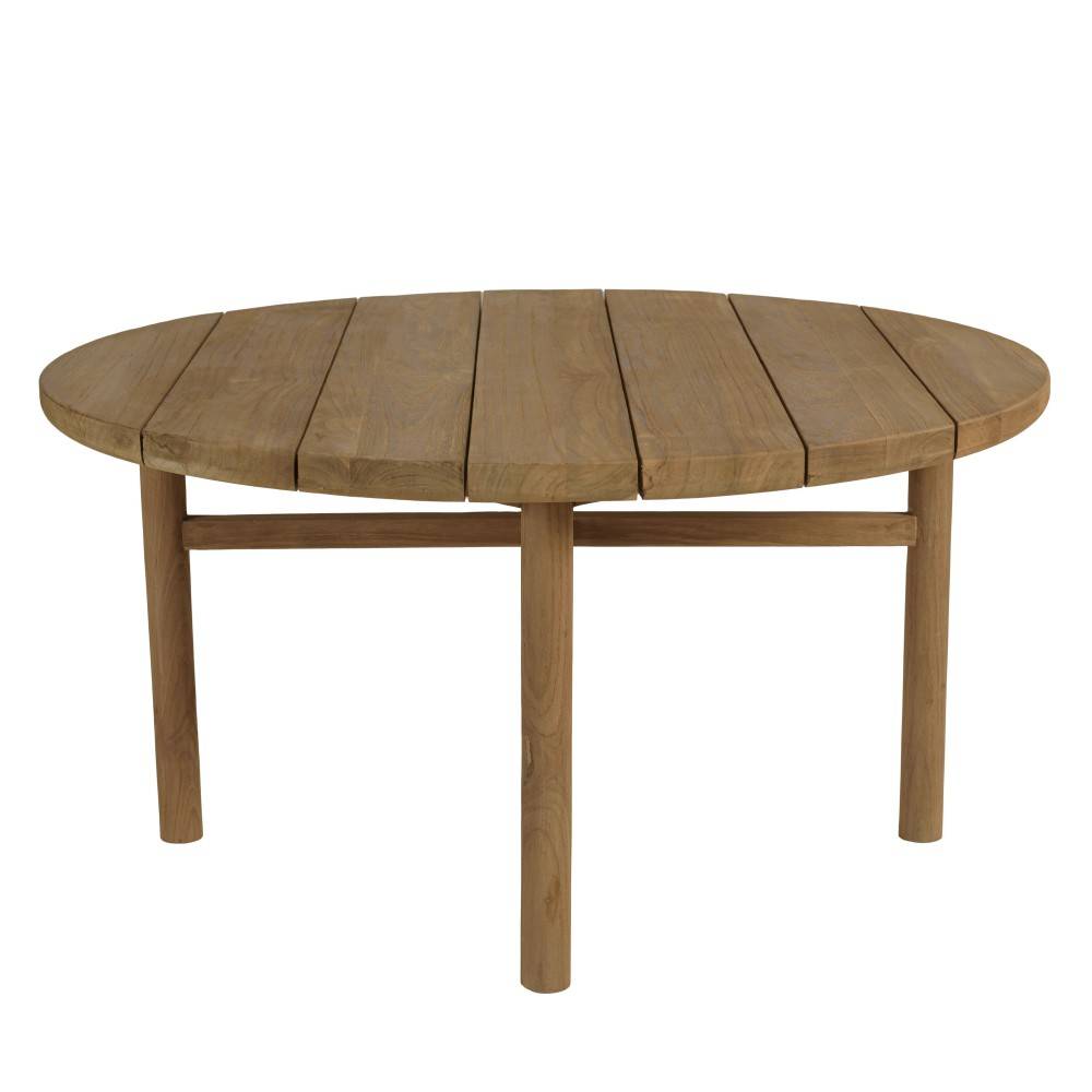 Macabane - KALLY - Table basse de jardin ronde en bois de teck recyclé naturel D80cm - Image 6