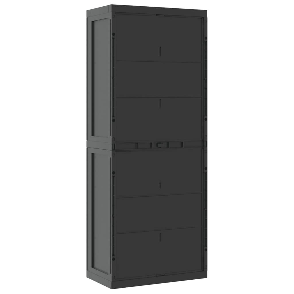 Armoire de jardin - Armoire de rangement d'extérieur noir 65x37x165 cm PP rj53 - Image 6