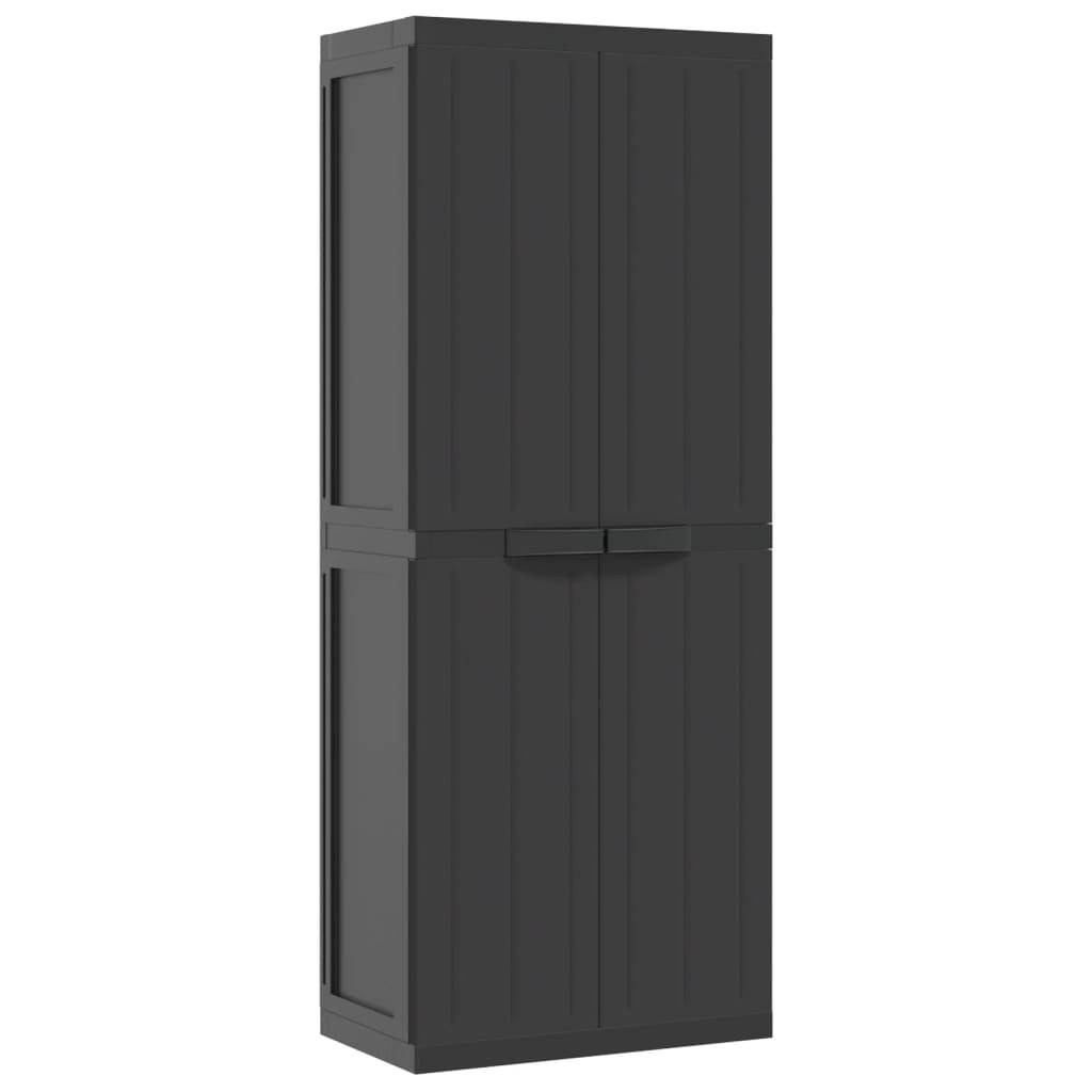 Armoire de jardin - Armoire de rangement d'extérieur noir 65x37x165 cm PP rj53 - Image 1