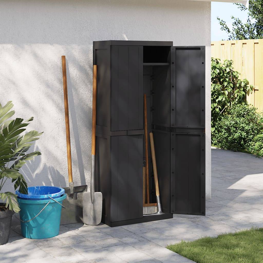 Armoire de jardin - Armoire de rangement d'extérieur noir 65x37x165 cm PP rj53 - Image 3