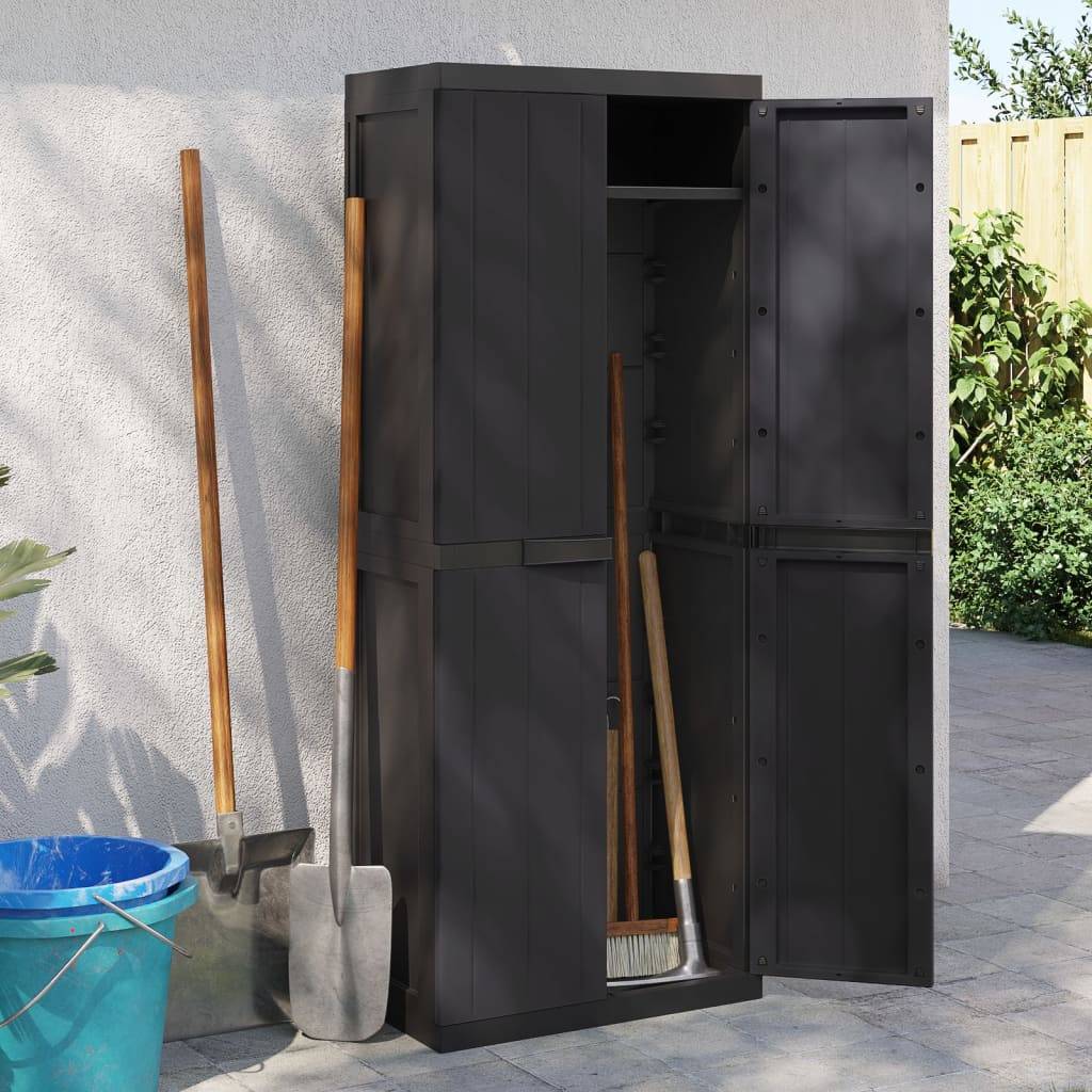 Armoire de jardin - Armoire de rangement d'extérieur noir 65x37x165 cm PP rj53 - Image 2