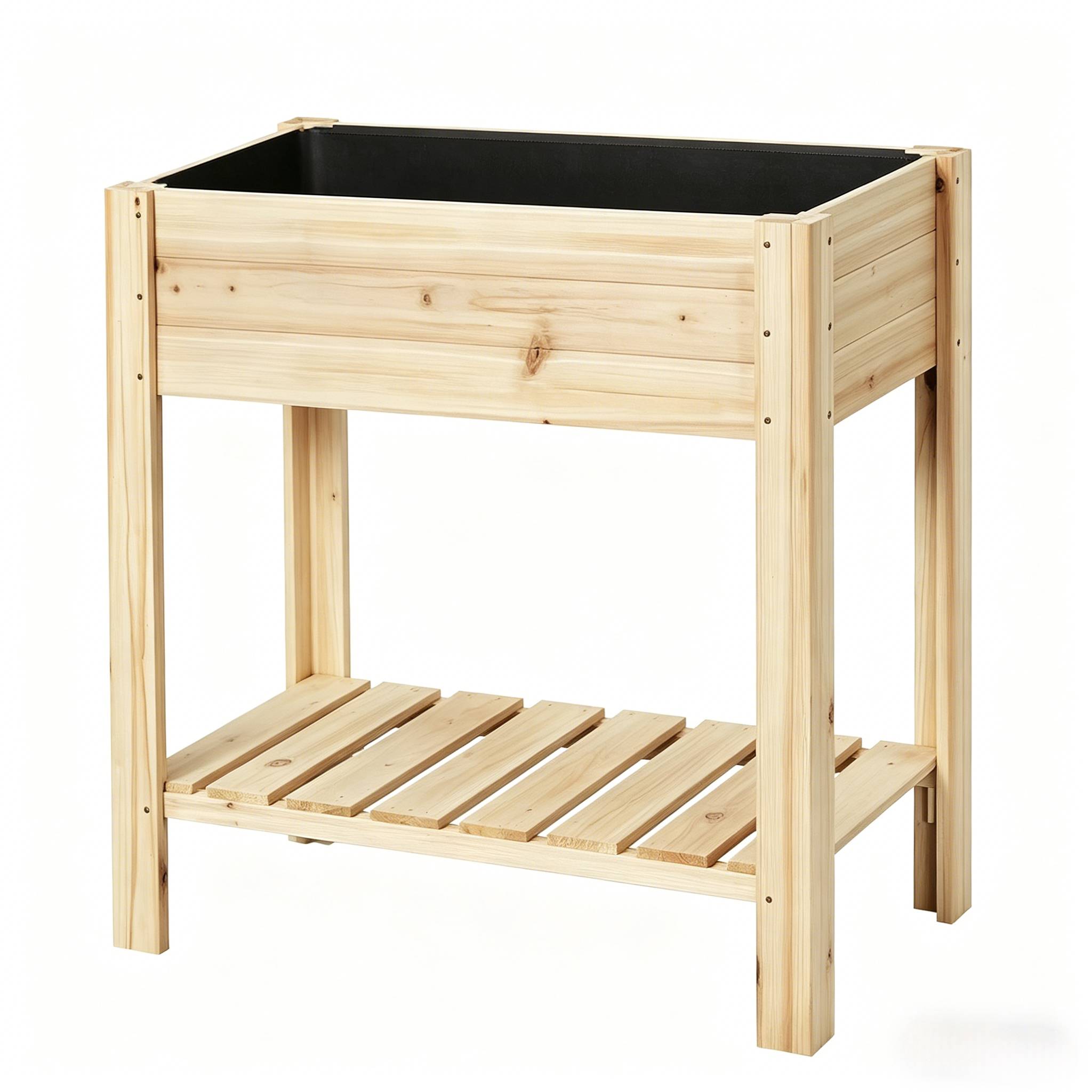 ComfortXL - Carré potager surélevé bois sapin balcon terrasse avec étagère 80x40x75cm naturel - ComfortXL Outdoor Living - Image 7