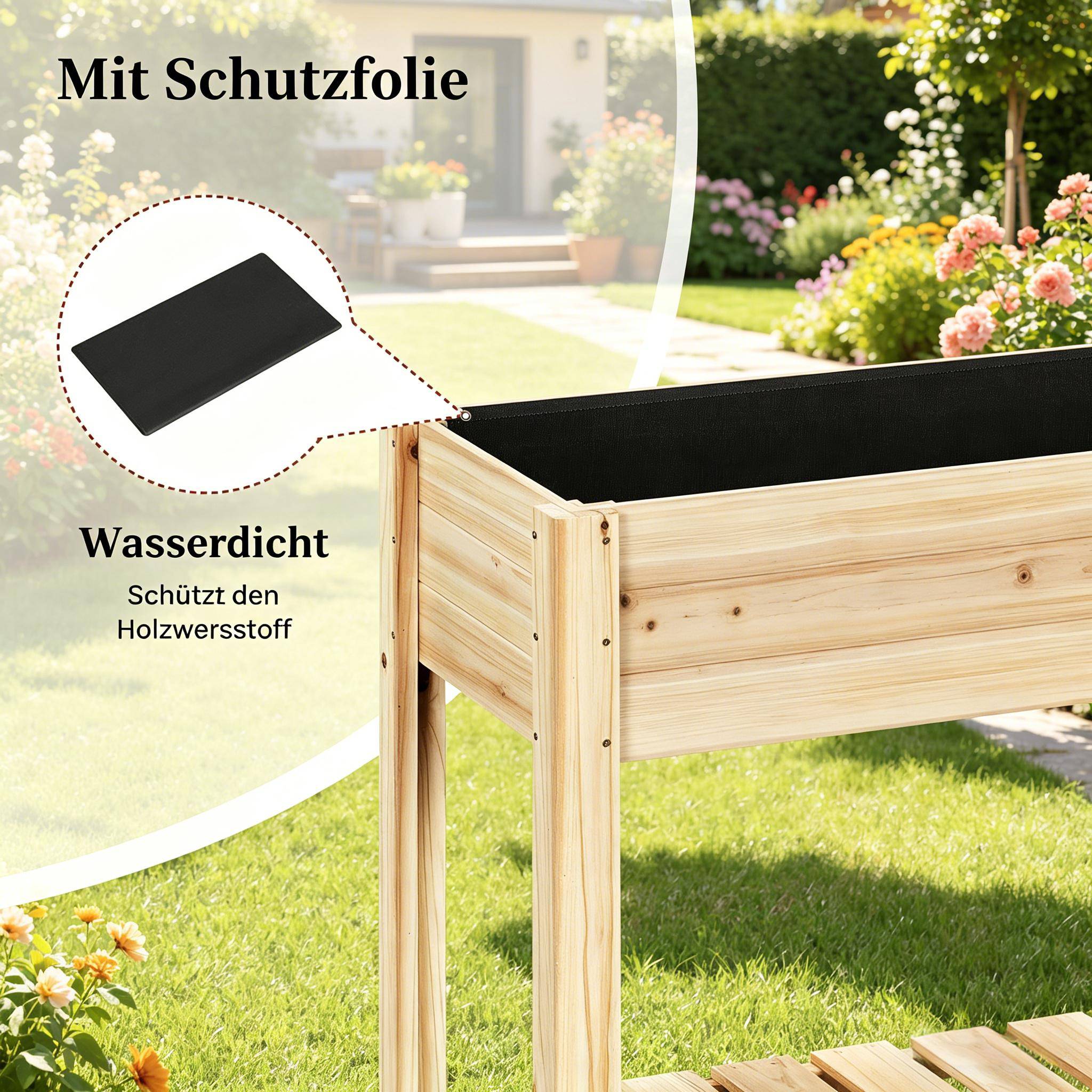 ComfortXL - Carré potager surélevé bois sapin balcon terrasse avec étagère 80x40x75cm naturel - ComfortXL Outdoor Living - Image 3