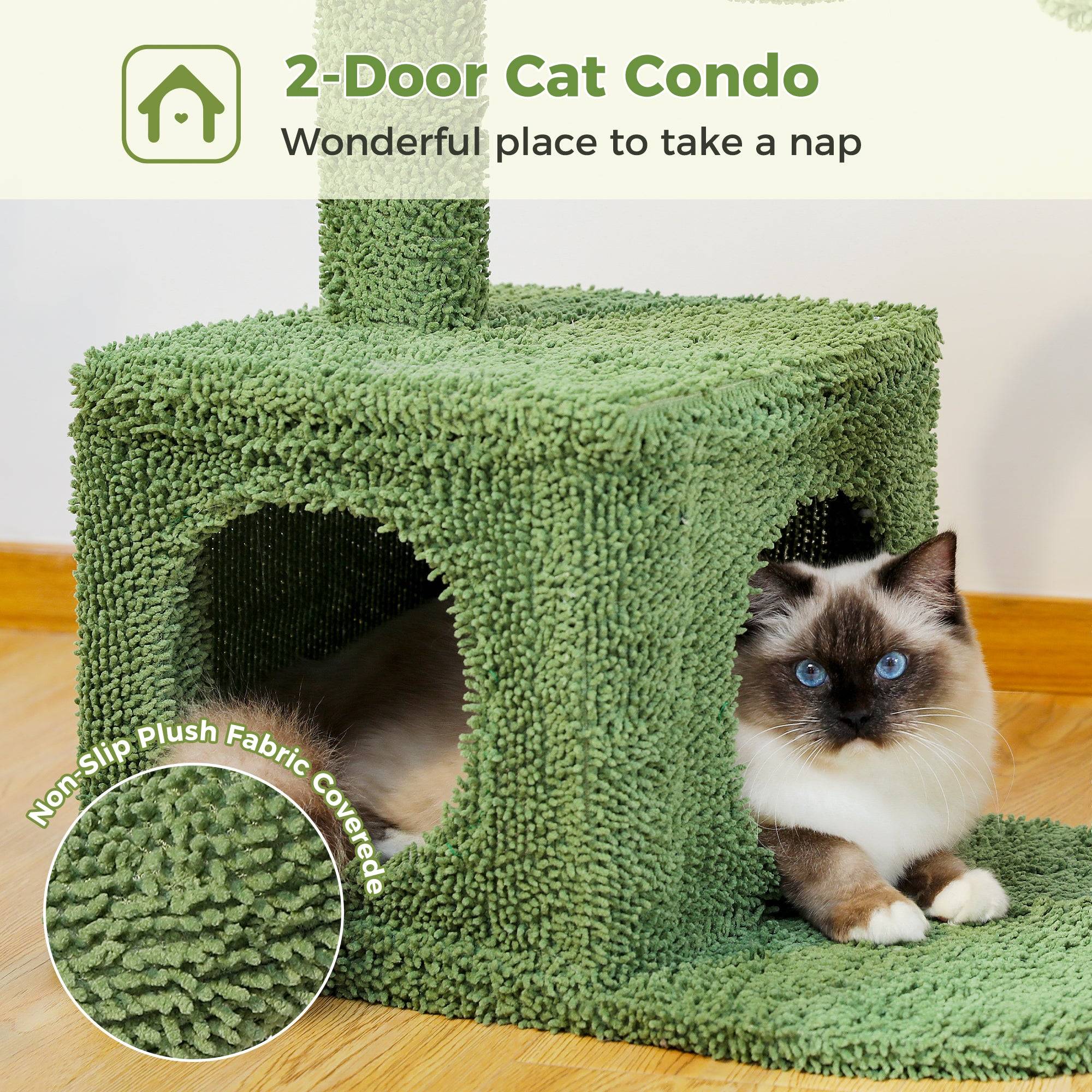 Arbre à Chat Cactus Design 4-en-1 Vert 102 cm PAWZ Road - Image 8