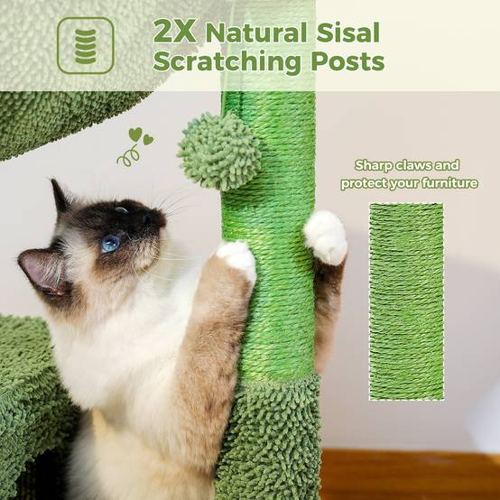 Arbre à Chat Cactus Design 4-en-1 Vert 102 cm PAWZ Road - Image 7