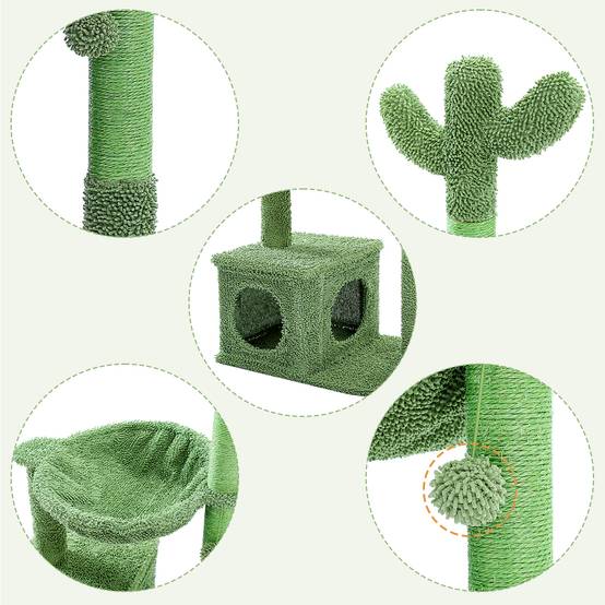 Arbre à Chat Cactus Design 4-en-1 Vert 102 cm PAWZ Road - Image 4